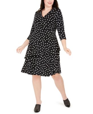 polka dot ruffle wrap dress