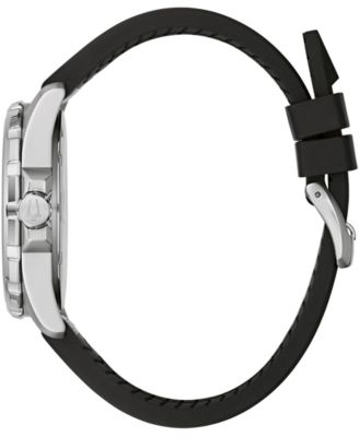 Bulova Men's Marine Star Black Silicone & Leather Strap Watch 43mm