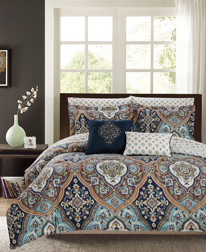 Olivia Gray Wellington 9Piece Printed Reversible Queen Comforter Set Macy's