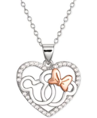 minnie mouse diamond heart necklace