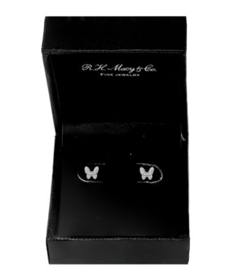 EFFY Diamond (1/8 ct.t.w.) Butterfly Stud Earrings in Sterling Silver or 14k Gold-Plated Sterling Silver