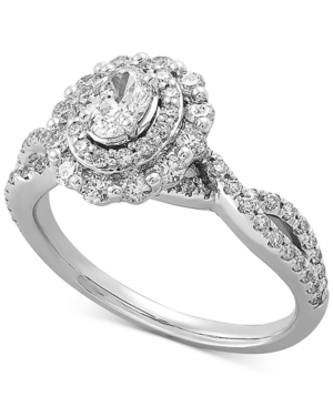 image of Diamond Oval Double Halo Engagement Ring (1 ct. t.w.) in 14k White Gold