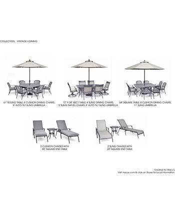 Agio - Vintage II Outdoor Aluminum 9-Pc. Dining Set (64" Square Dining Table & 8 Swivel Rockers)