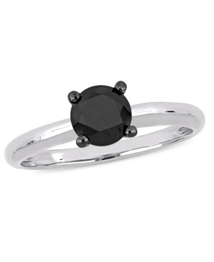 image of Black Diamond (1 ct. t.w.) Solitaire Ring in 14k White Gold and Rose Gold
