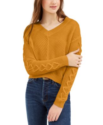 Almost Famous - Juniors' Lace-Up V-Neck Sweater