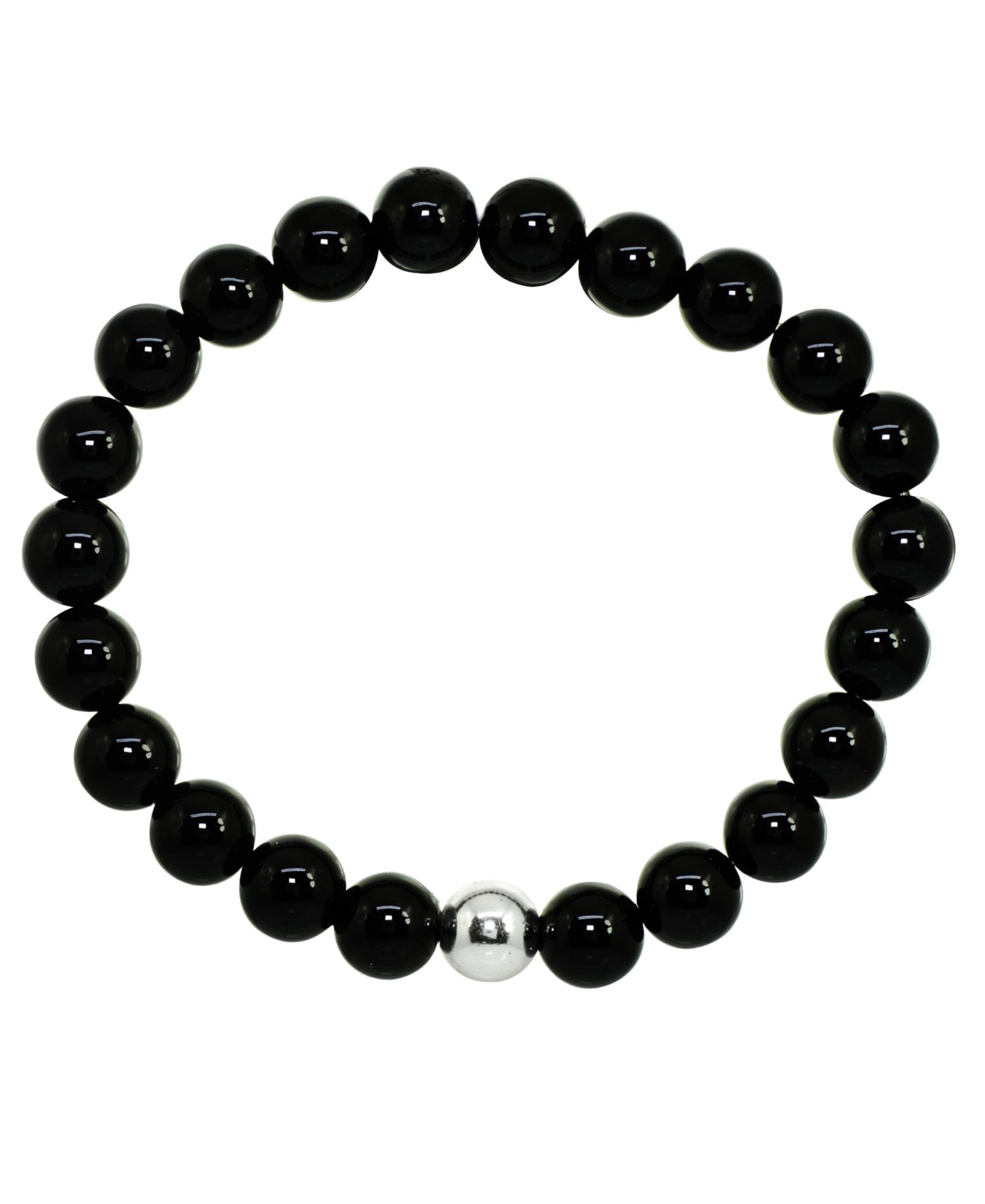 Genuine Stone Bead Stretch Bracelet with Silver Plate or Gold Plate Bead Accent