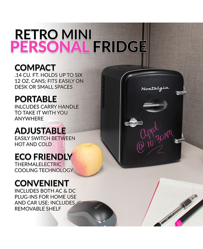Nostalgia Retro 6Can Dry Erase Personal Refrigerator RF6RRBK Macy's
