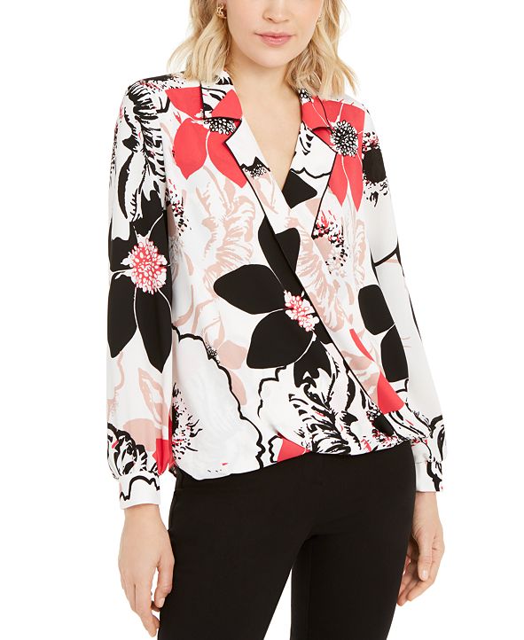 Alfani Printed Surplice Blouse Created For Macys And Reviews Tops Women Macys 