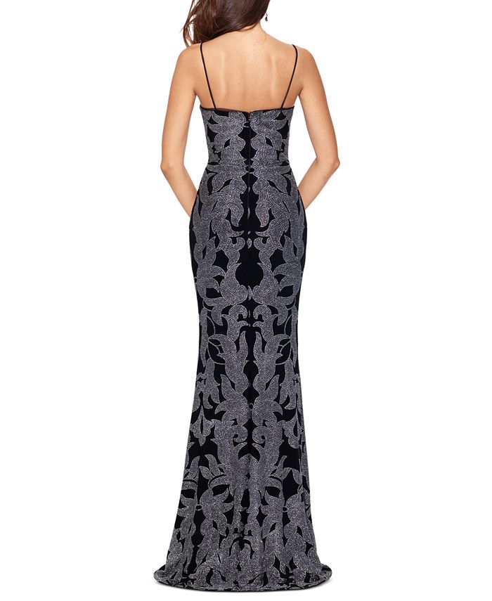 betsy and adam glitter print gown