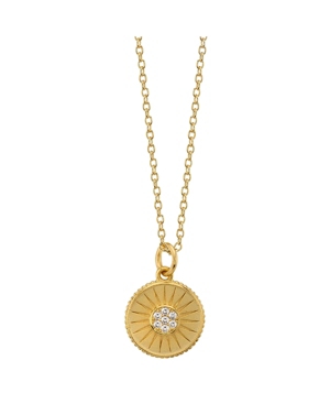 image of Unwritten Cubic Zirconia Circle Pendant Gold Plated Necklace, 16