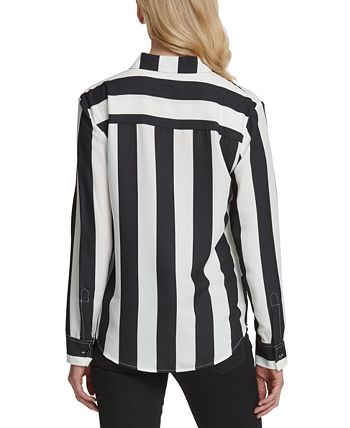 DKNY Mixed Stripe Button Down Shirt - Macy's