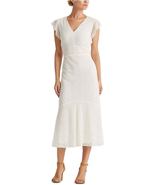 Lauren Ralph Lauren Lace Flutter Sleeve Dress Reviews Dresses