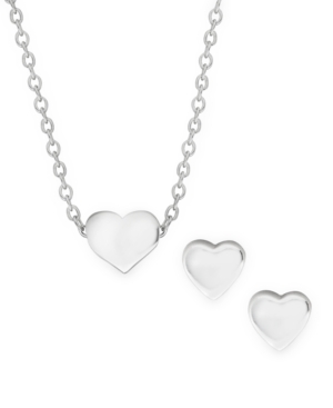 Rhona Sutton 4 Kids Children's Heart Pendant Necklace Stud Earrings Set In Sterling Silver