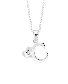 Children's  Initial Heart Pendant Necklace in Sterling Silver