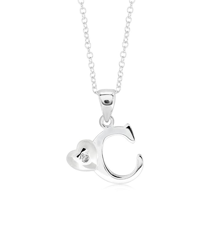 Rhona Sutton - Children's Initial Heart Pendant Necklace in Sterling Silver