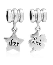 Children's  Wish Luck Drop Charms - Set of 2 in Sterling Silver