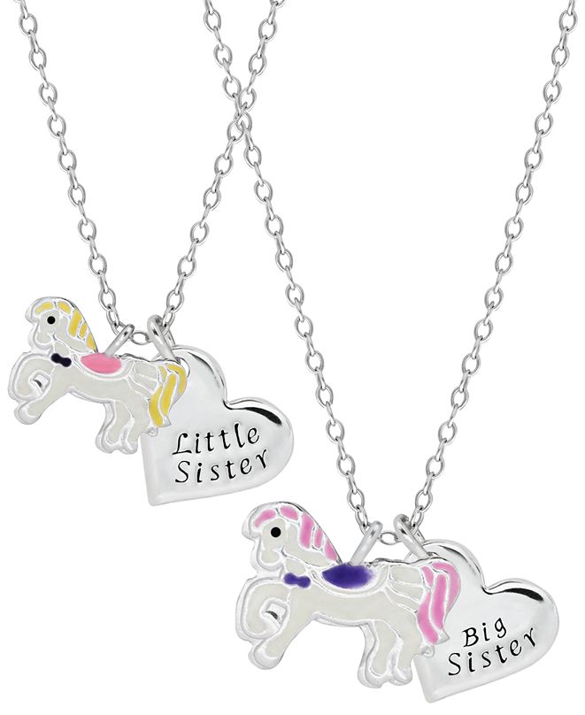 Rhona Sutton Children's Unicorn Sisters Necklace Two Piece Set in