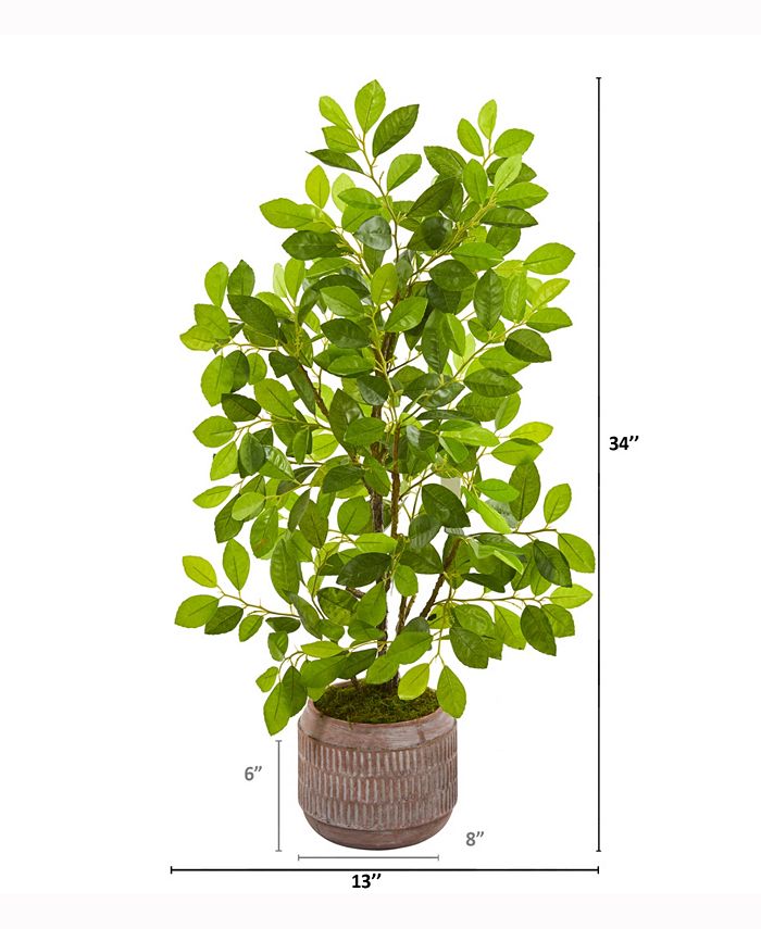 Nearly Natural 34in. Ficus Artificial Tree in Stoneware Planter - Macy's
