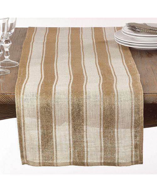 Saro Lifestyle Striped Foil Burlap Table Runner Reviews Table