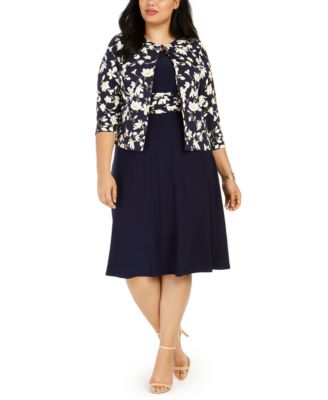 macy's plus size jacket dresses