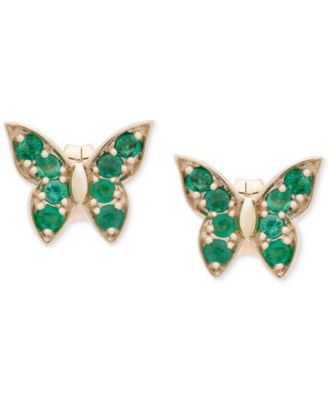 emerald butterfly earrings