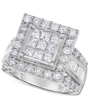 image of Diamond Princess Cluster Halo Engagement Ring (2-1/2 ct. t.w.) in 14k White Gold