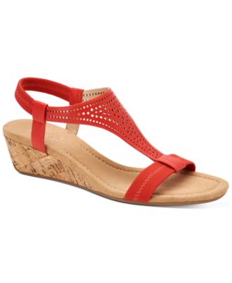 macy's red wedge shoes