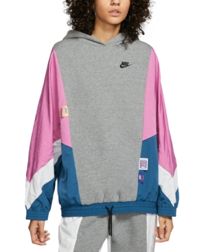 NIKE WOMEN'S ICON CLASH COLORBLOCKED MIXED-MEDIA HOODIE