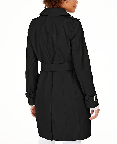 Michael Kors Belted Double-Breasted Water-Resistant Hooded Trench Coat ...
