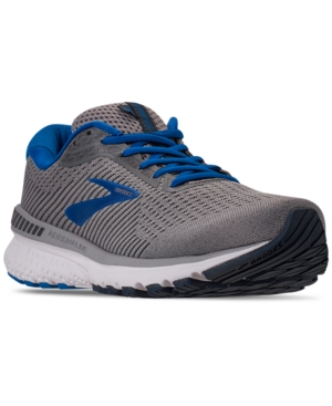 Brooks Men's Adrenaline Gts 20 Running Sneakers From Finish Line In Grey/blue/navy