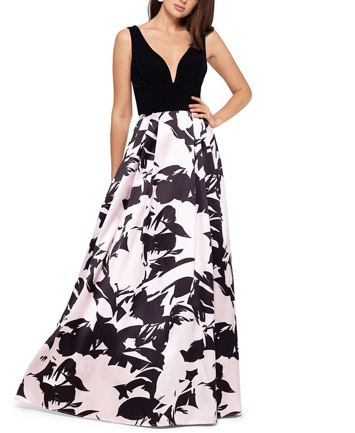 Betsy & Adam Floral-Print Gown & Reviews - Dresses - Women - Macy's