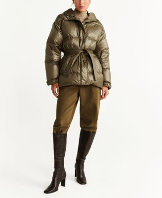 mango quilted feather coat