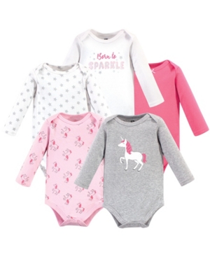 Hudson Baby Baby Girl Long Sleeve Bodysuits 5 Pack