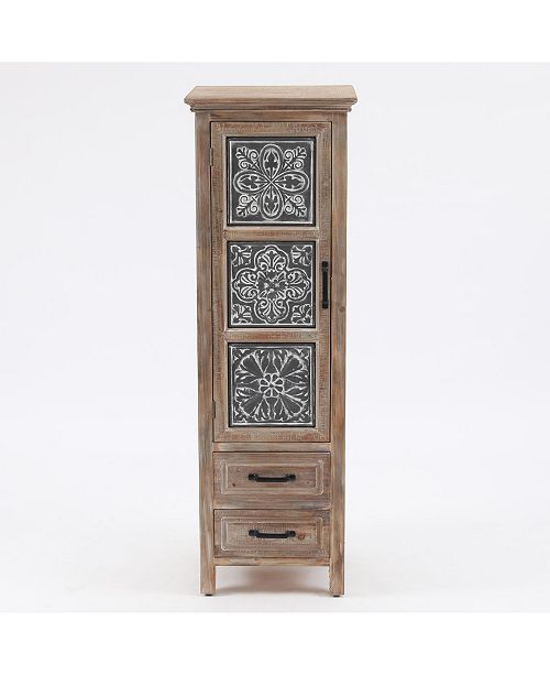 Luxen Home Metal And Wood Tall Tower Cabinet Reviews Furniture Macy S