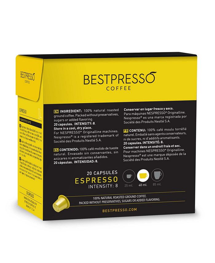 Bestpresso Coffee Espresso Flavor 20 Capsules per Pack for Nespresso