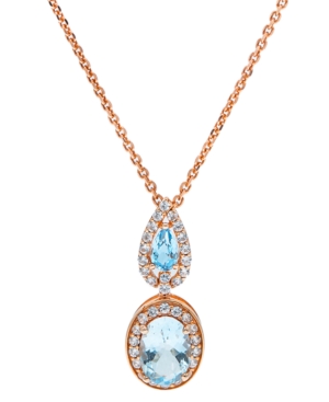 image of Aquamarine (1-1/3 ct. t.w) Diamond (1/3 ct. t.w) Pendant set in 14K Rose Gold