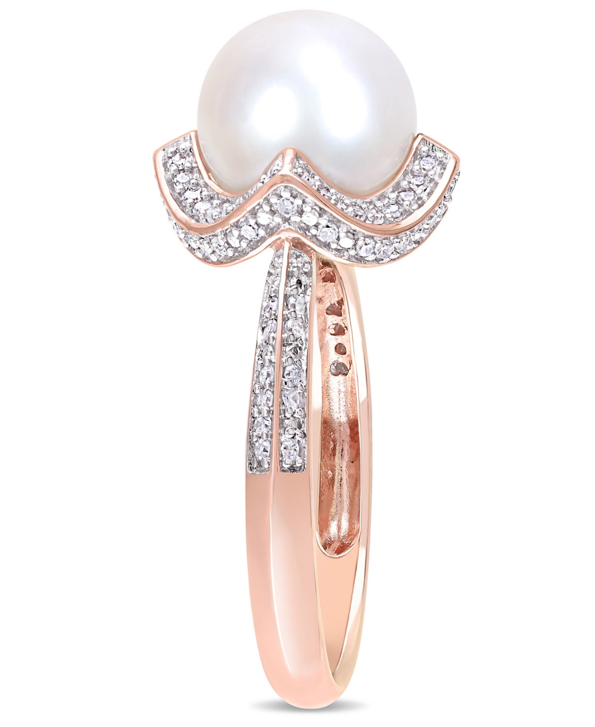 Freshwater Cultured Pearl (8.5-9mm) and Diamond (1/4 ct. t.w.) Vintage Halo Ring in 10kGold - Rose