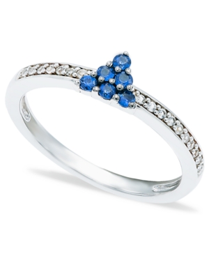 image of Blue Sapphire (1/4 ct. t.w.) Diamond (1/20 ct. t.w.) Stackable ring in Sterling Silver