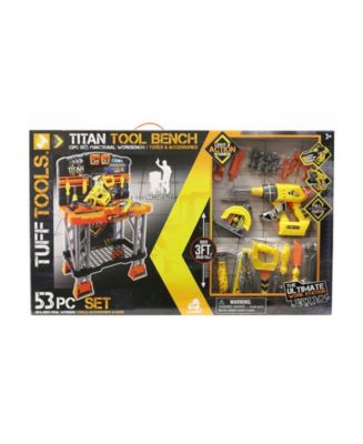 トイガンセット ブラック プラスチック8個 Tuff Tools Pretend Play 53 Piece Toy Titan Tool Bench - Macy's