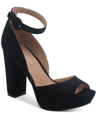 black heels with ankle strap closed toe