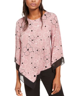 Alfani - Printed Asymmetrical-Hem Top