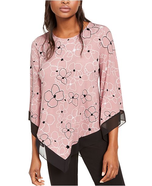 Alfani Womens Asymmetrical Overlay Top Pink Size 3x main image 0