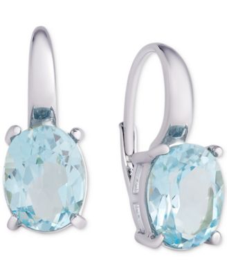 Macy's - Blue Topaz Oval Leverback Earrings (6-3/8 ct. t.w.) in Sterling Silver