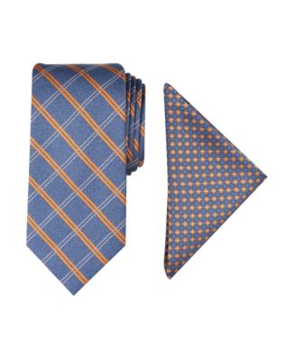 Men Marion Grid Tie & Pocket Square Set 