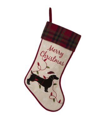 Glitzhome 21 in. Fabric Christmas Stocking - Dachshund