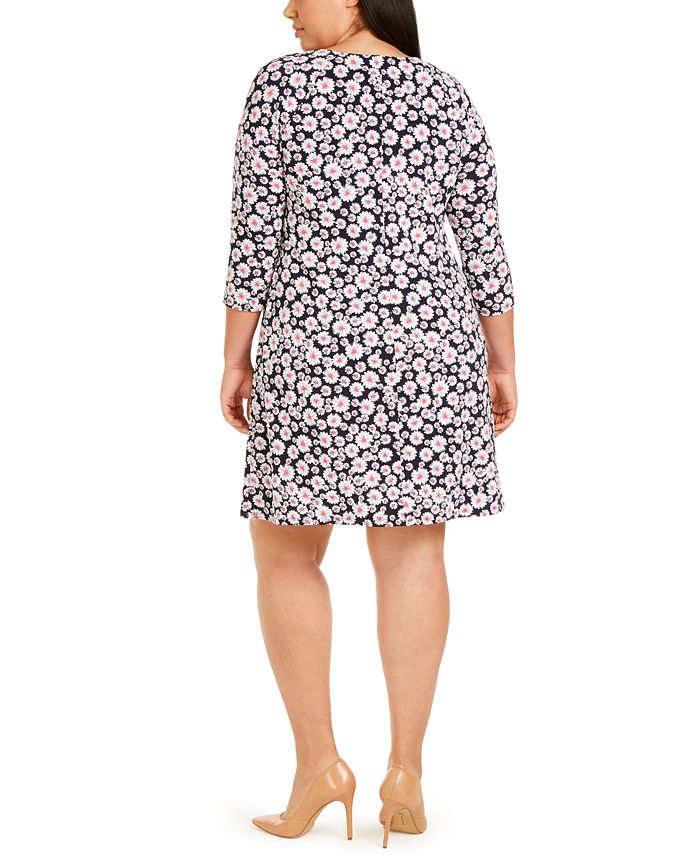 MSK Plus Size Grommet-Detail Floral Dress - Macy's