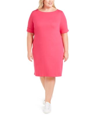 macy's pink plus size dresses