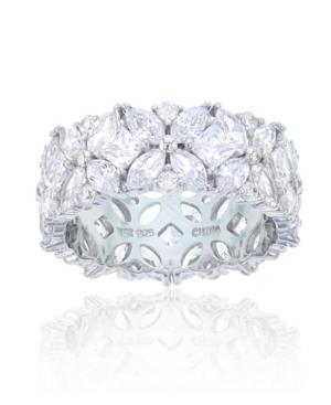 image of Multi Cut Cubic Zirconia Eternity Band in Rhodium Plated Sterling Silver