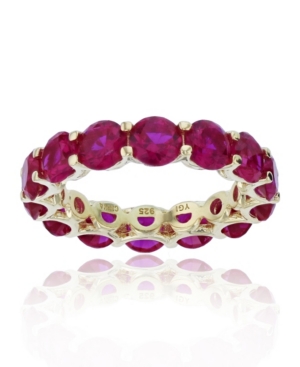 image of Red Cubic Zirconia Eternity Band in 14k Yellow Gold Plated Plated Sterling Silver