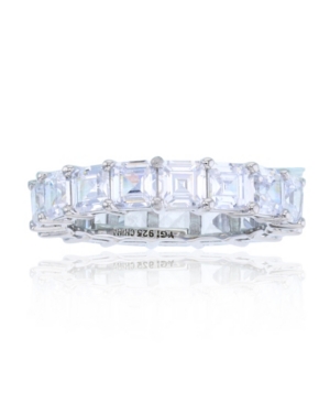 image of White Cubic Zirconia Eternity Band in Rhodium Plated Sterling Silver